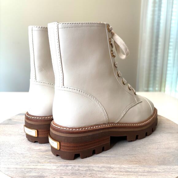 Kate Spade Merritt Lug Sole Cream Biege Leather Combat Boots US Size 7.5 7.5B - Picture 8 of 13